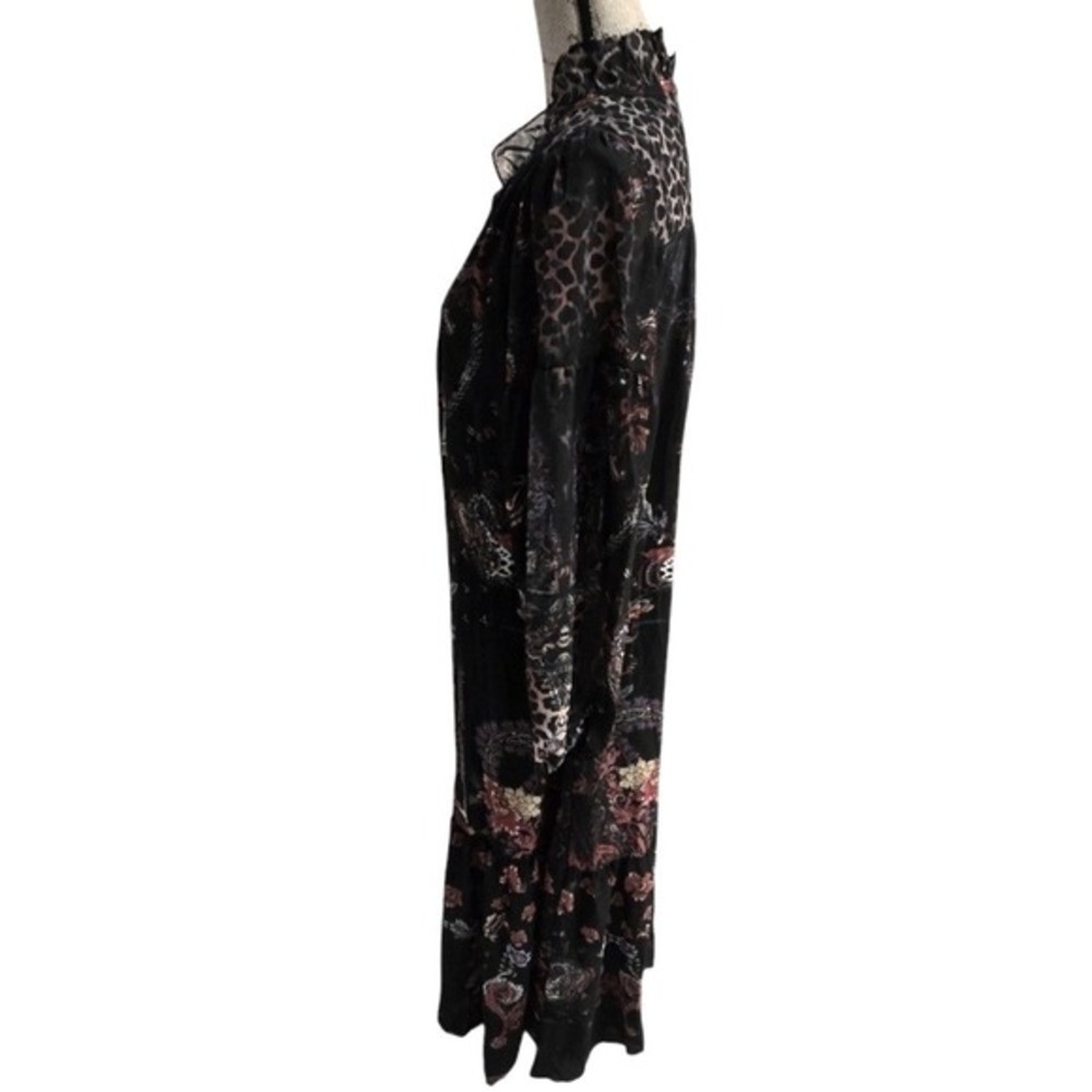 Dalia Macphee Black and Floral Peasant Boho Long Sleeve Maxi Dress Size Large Ne - Picture 5 of 12